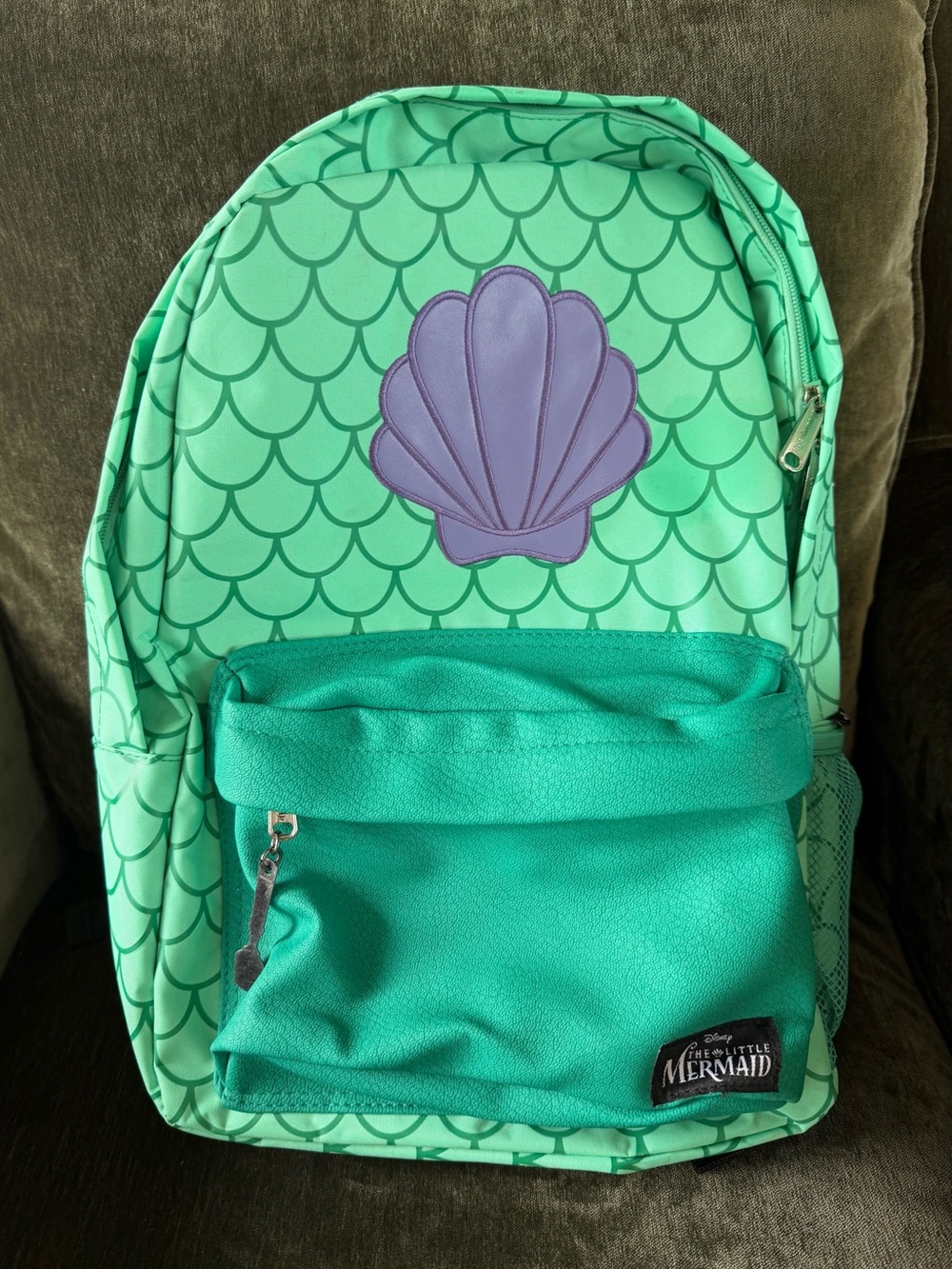 Loungefly Green Mermaid Shell Kids Backpack with Purple Shell